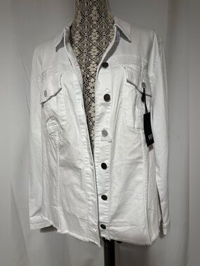 Kut From The Kloth Jacket Plus Sz 2X Spring Summer White Denim Basic White